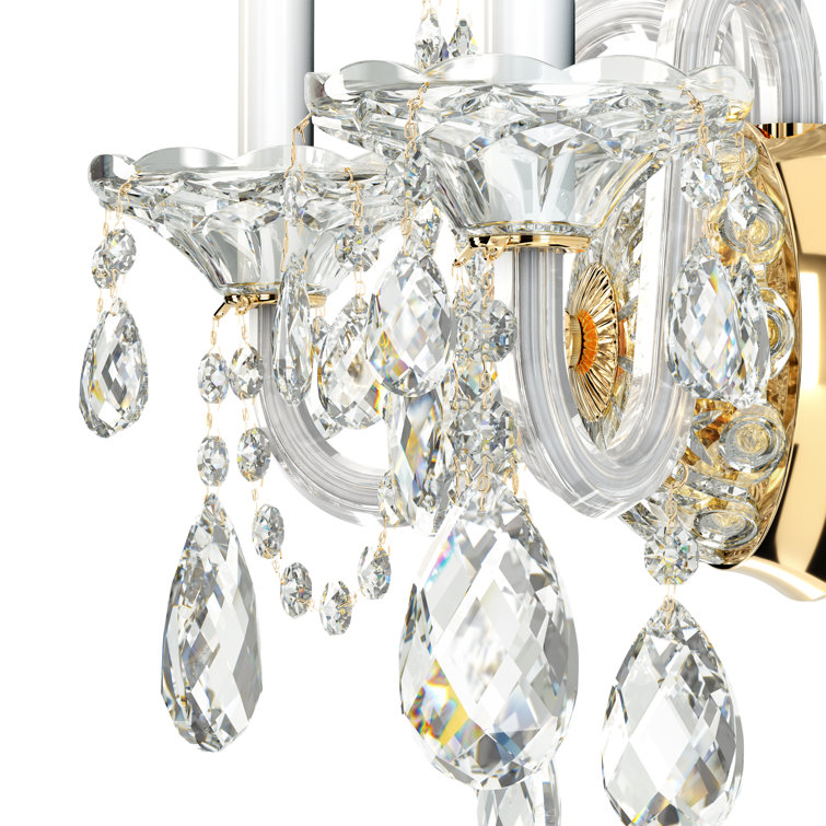 Aurelia Gold 2-Light Sterling Wall Sconce with Clear Heritage Crystals