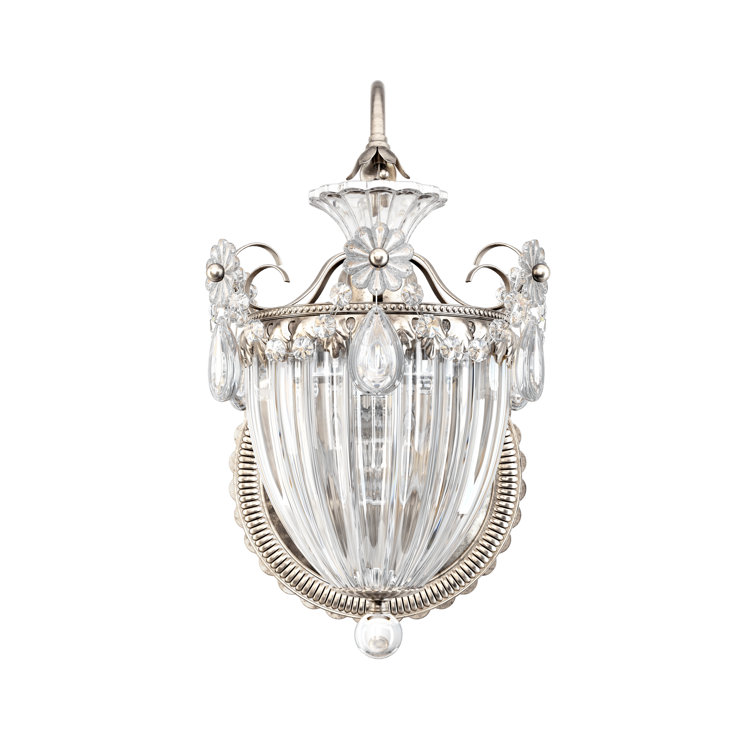 Antique Silver Heritage Clear Crystal 1-Light Sconce