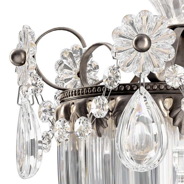 Antique Silver Heritage Clear Crystal 1-Light Sconce