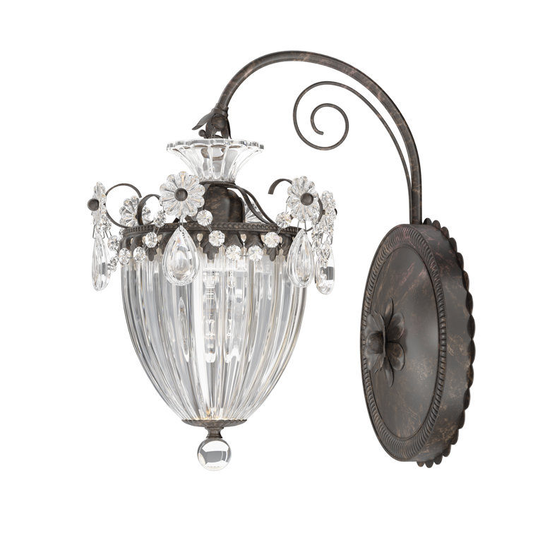 Polished Silver Heritage Crystal 1-Light Wall Sconce