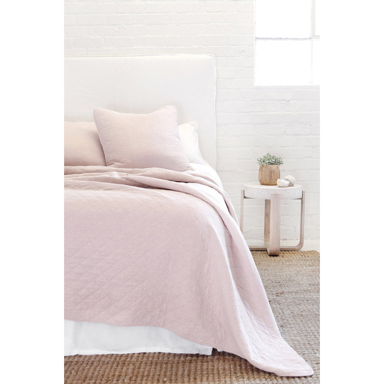 Huntington Dusty Blue Diamond Quilted Queen Cotton Coverlet