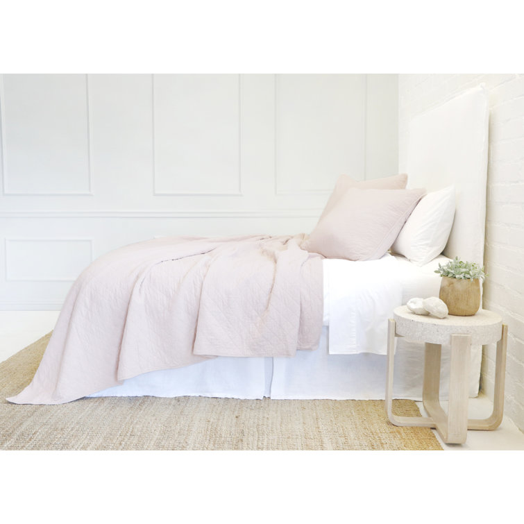 Huntington Dusty Blue Diamond Quilted Queen Cotton Coverlet
