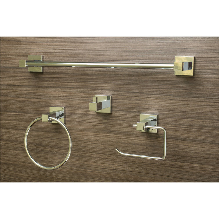 Polished Chrome Modern 4-Piece Bathroom Hardware Set