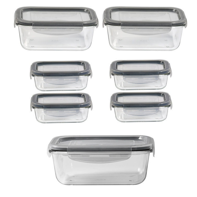 Clear Glass Meal Prep Storage Container Set - 7 Pieces