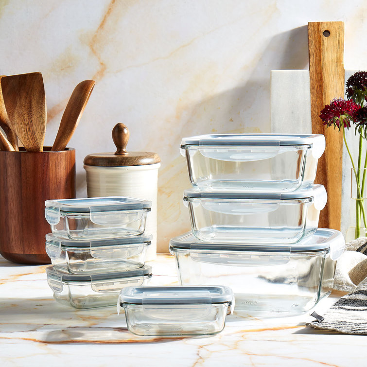 Clear Glass Meal Prep Storage Container Set - 7 Pieces
