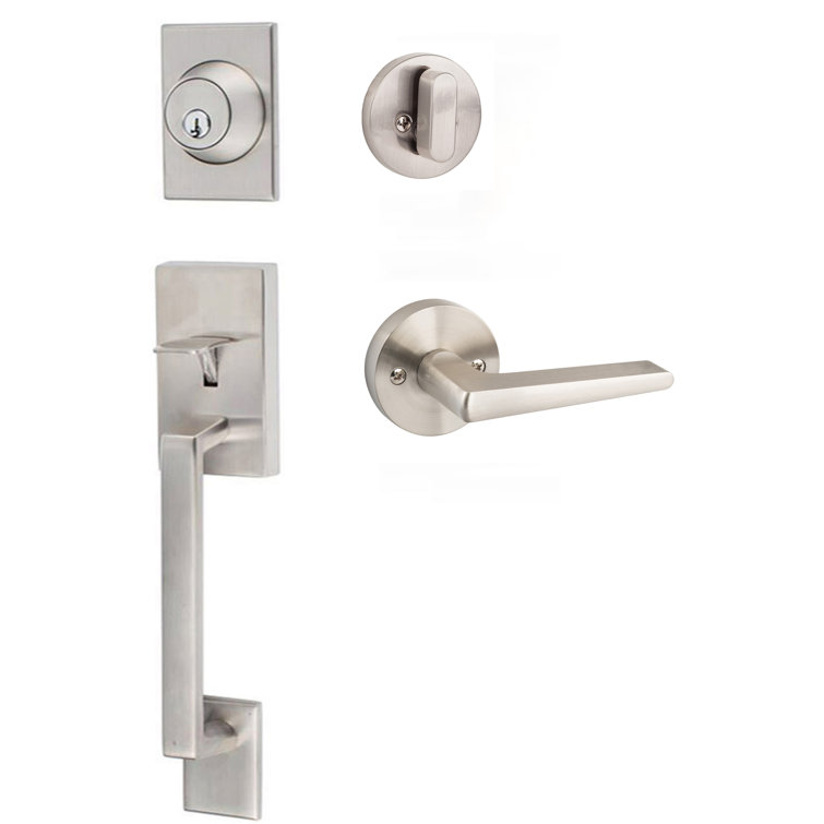 Köln Satin Nickel Handleset with Single Cylinder Deadbolt and Lever