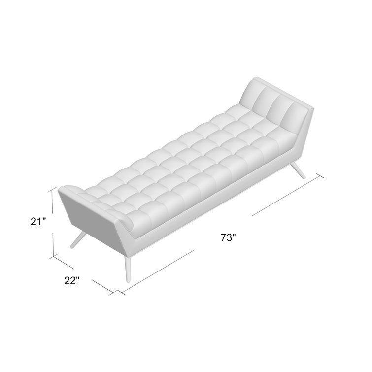 Elegant Gray Tufted Fabric Bench with Tapered Beech Wood Legs