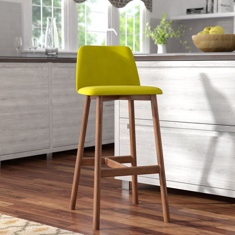 Pewter and Walnut Adjustable Bar Stool with Low Back