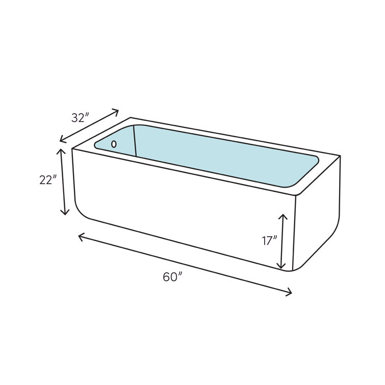 Nova 60'' White Acrylic Alcove Soaking Bathtub