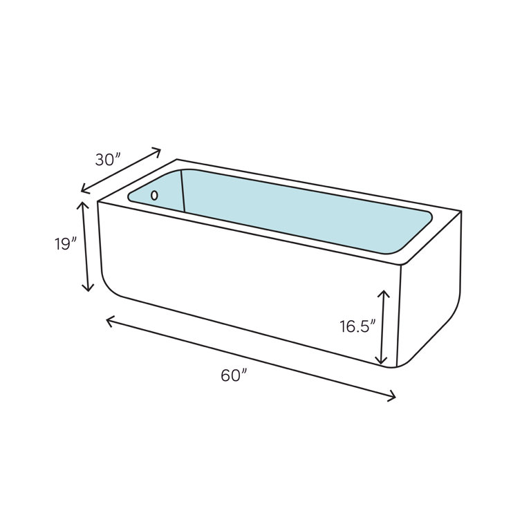 Fine Fixtures 70" White Acrylic Alcove Soaking Bathtub