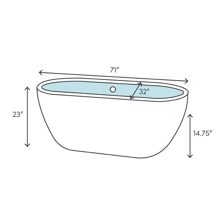 Carissa 71'' White Freestanding Acrylic Bathtub with Brushed Nickel Trim