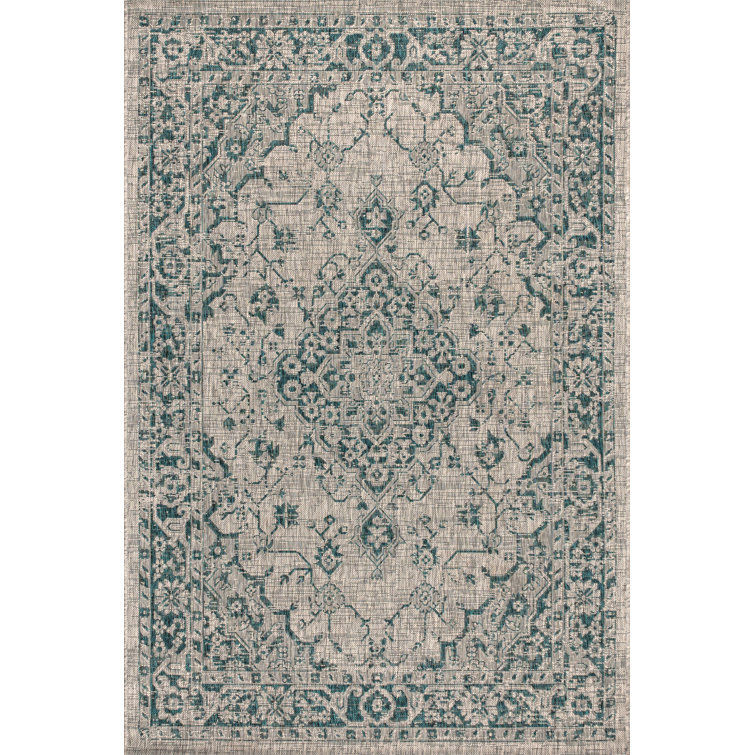 Rozetta Boho Medallion 3' x 5' Gray/Teal Synthetic Area Rug