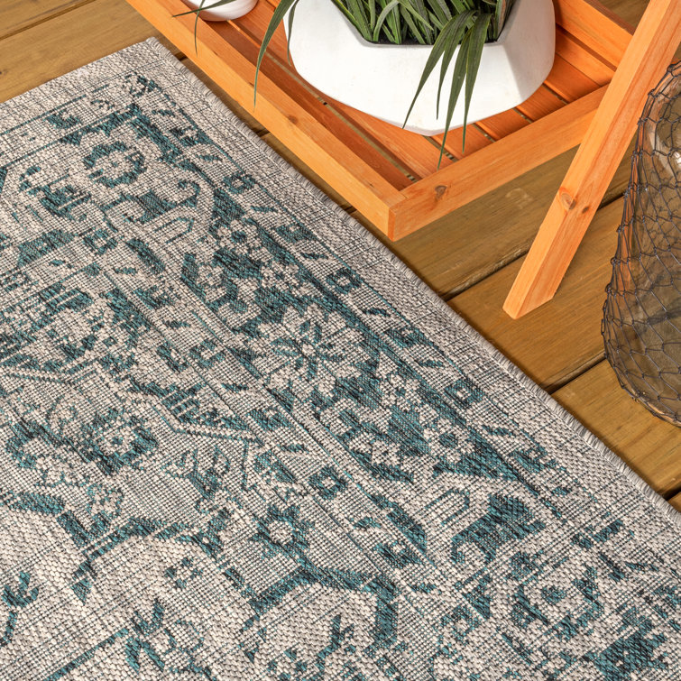 Rozetta Boho Medallion 3' x 5' Gray/Teal Synthetic Area Rug