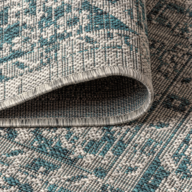 Rozetta Boho Medallion 3' x 5' Gray/Teal Synthetic Area Rug
