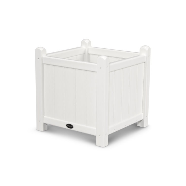 Classic Garden 16" White POLYWOOD Square Planter