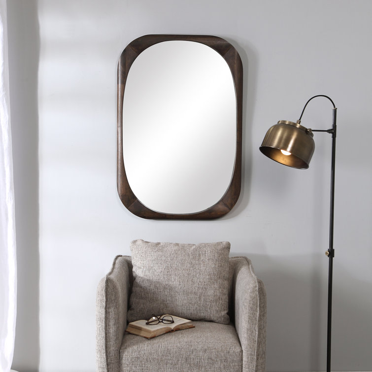 Henna Dark Walnut Wood Framed Wall Mirror