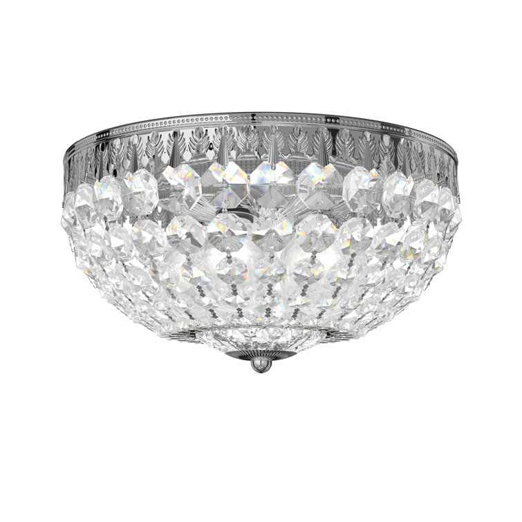 Petit Silver Crystal 4-Light Flush Mount Fixture