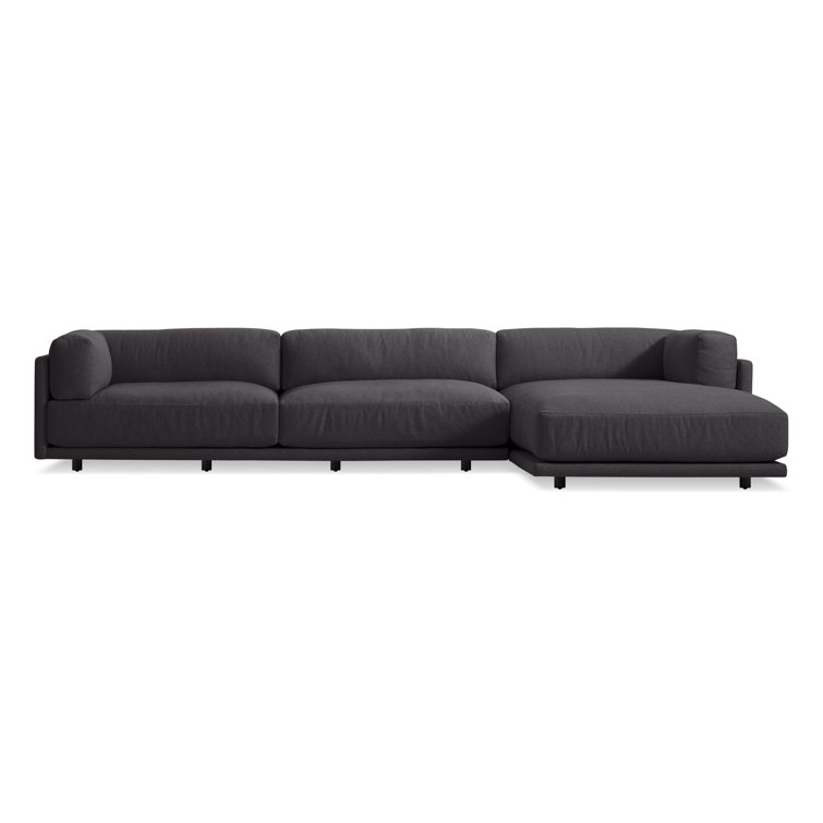 Sanford Black Fabric L-Shaped Sofa with Chaise