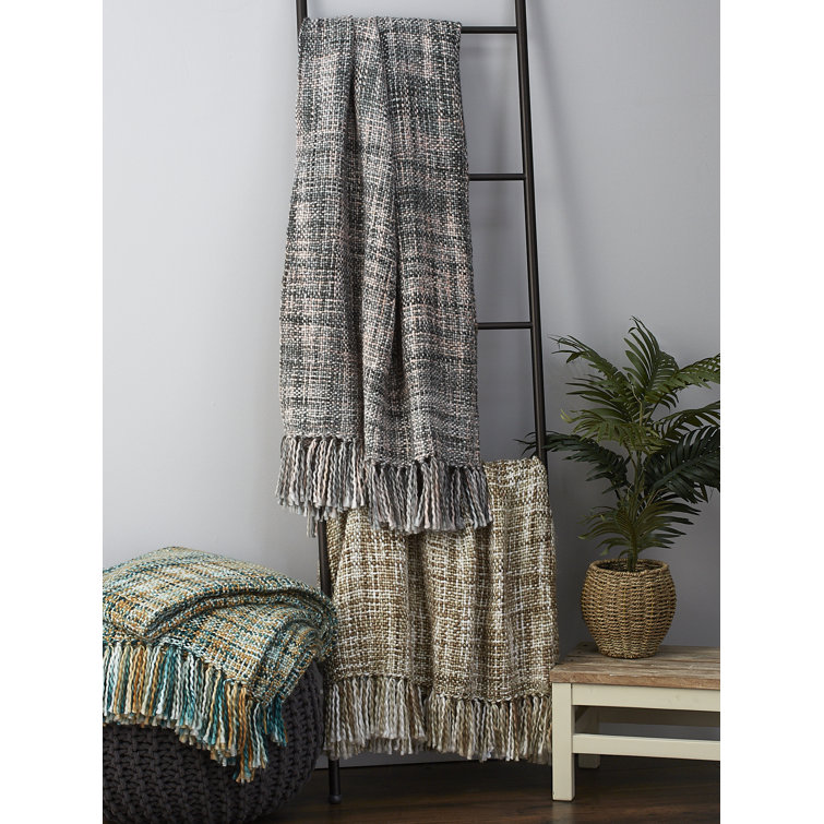 Stone Beige Cotton Reversible Throw Blanket