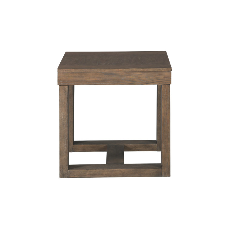 Contemporary Plank-Effect Square End Table in Textured Grayish Brown