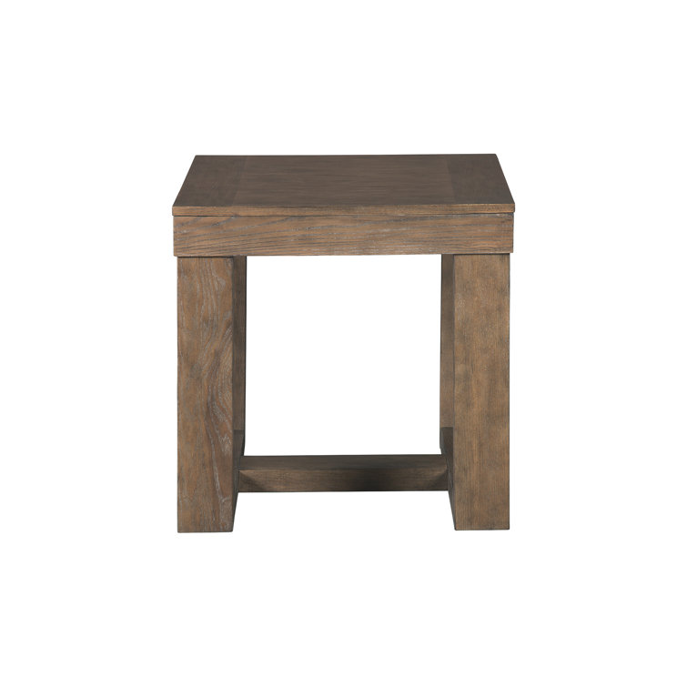Contemporary Plank-Effect Square End Table in Textured Grayish Brown