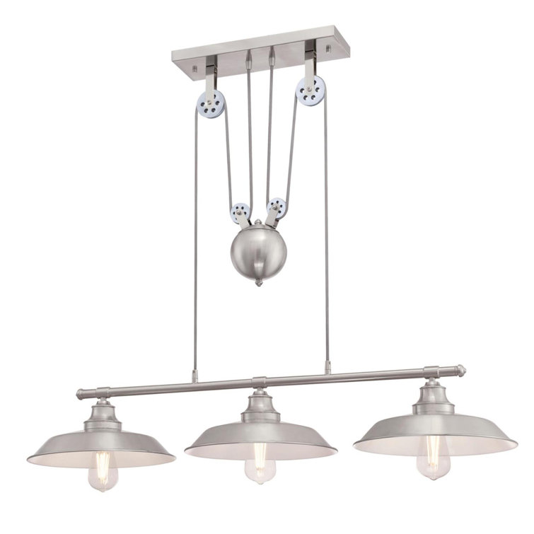 Brushed Nickel 3-Light Industrial Island Pendant