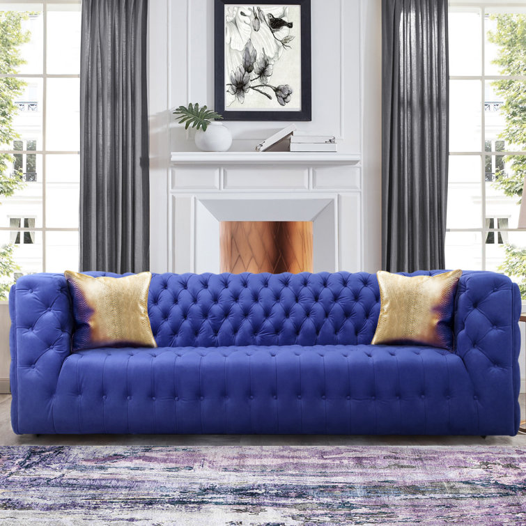 Vicenza Blue Velvet Tufted Chesterfield Sleeper Sofa