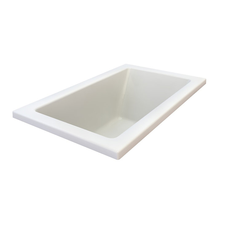 White Acrylic Drop-In Soaking Bathtub with Zero Edge