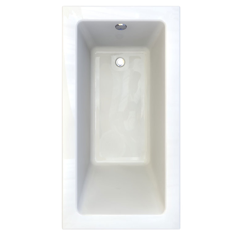 White Acrylic Drop-In Soaking Bathtub with Zero Edge
