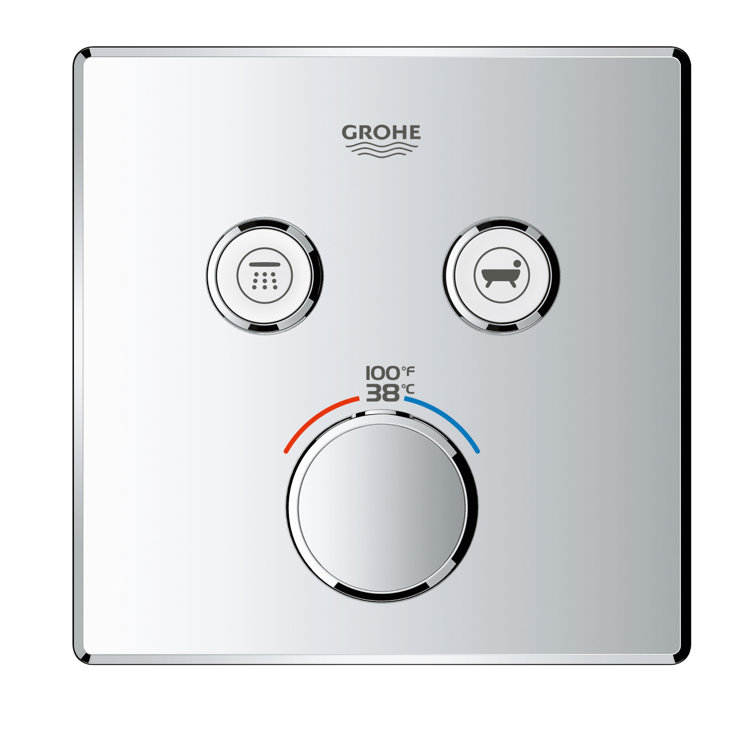 Modern Chrome Wall-Mounted Shower Trim with Push-Button Diverter