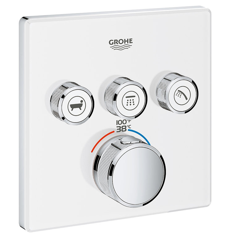 Moon White Metal Wall-Mounted Shower Trim with Push-button Diverter