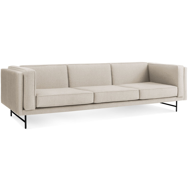 Sanford Natural Linen 96" Sofa with Black Metal Legs