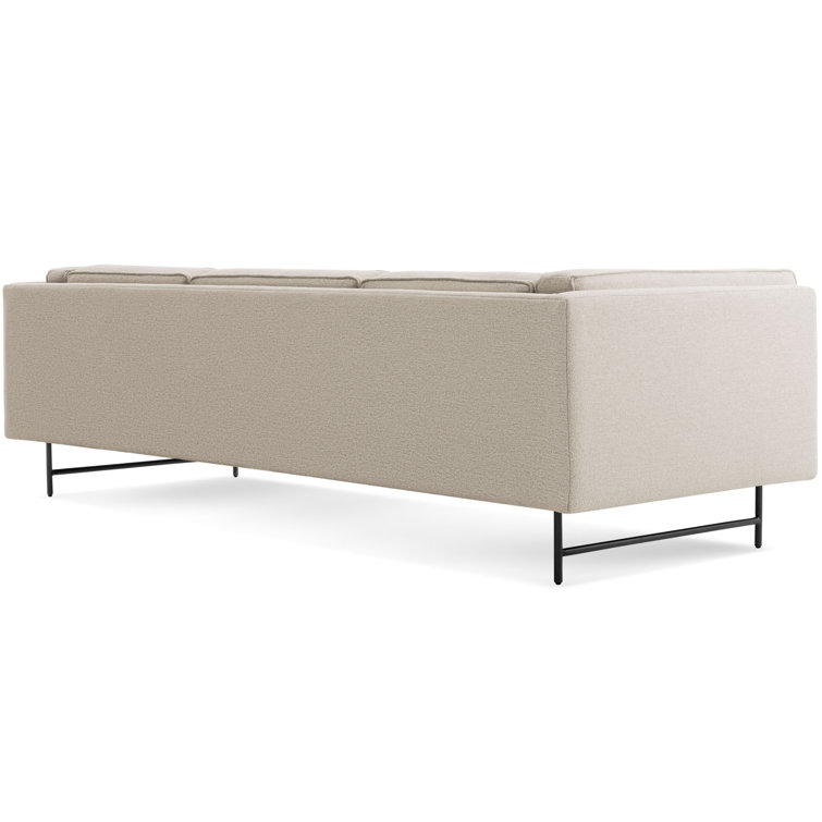 Sanford Natural Linen 96" Sofa with Black Metal Legs