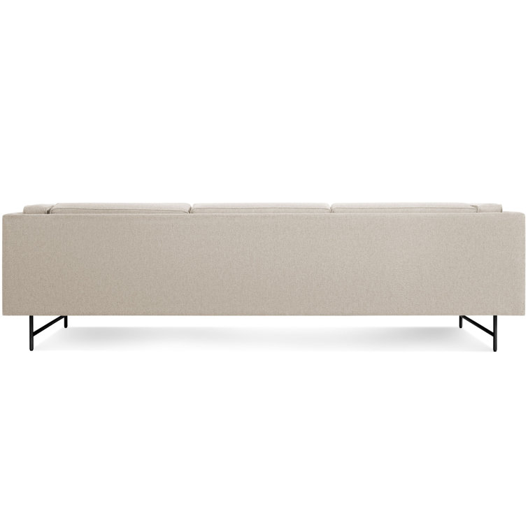Sanford Natural Linen 96" Sofa with Black Metal Legs