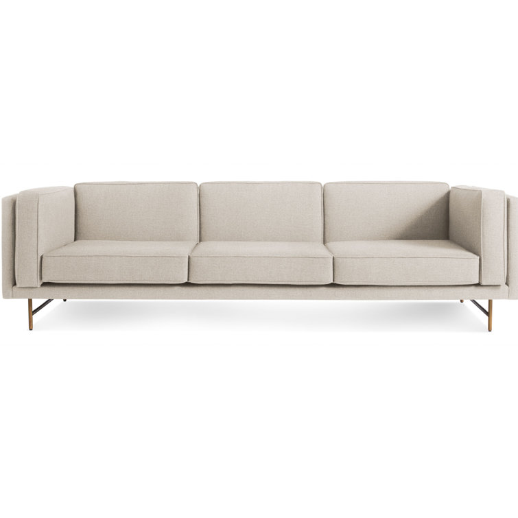 Sanford Natural Linen 96" Sofa with Black Metal Legs
