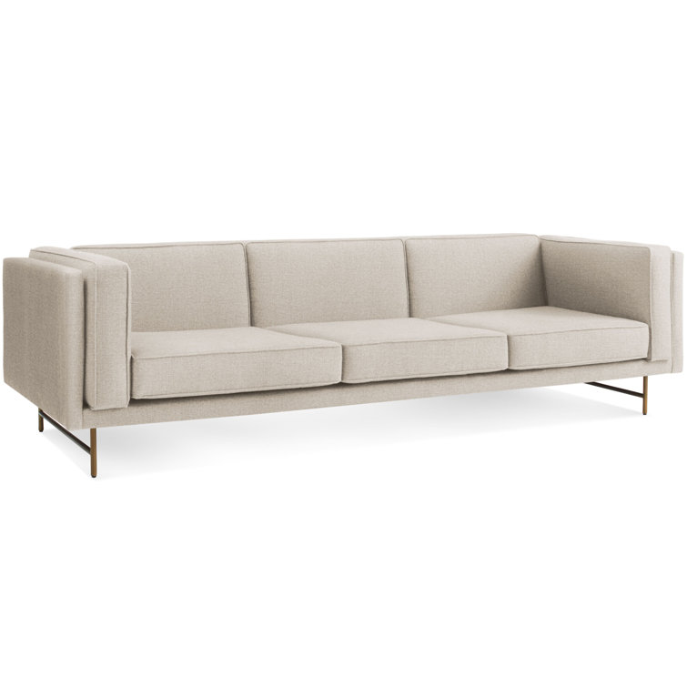 Sanford Natural Linen 96" Sofa with Black Metal Legs