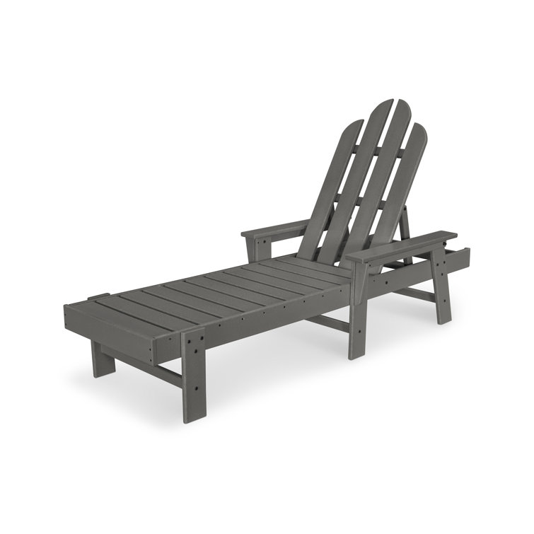 Slate Gray All-Weather Adirondack Chaise Lounger with Arms