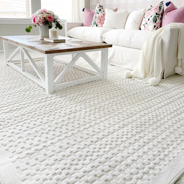 Gray Geometric Synthetic Easy Care Rectangular Area Rug