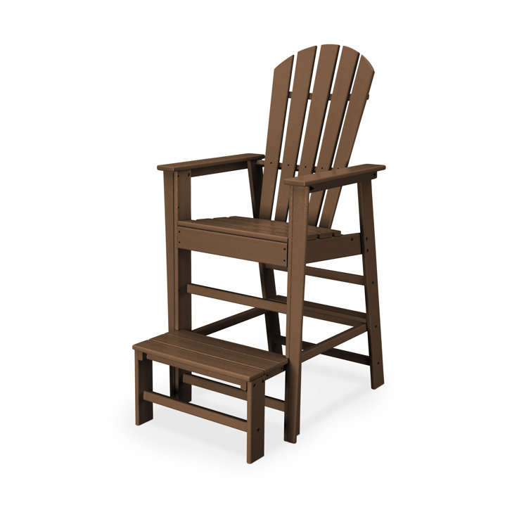 Teak High-Back Recycled Plastic Lifeguard Chair with Arms