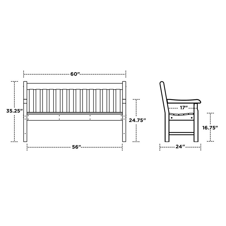 Slate Gray 60" POLYWOOD Outdoor Bench