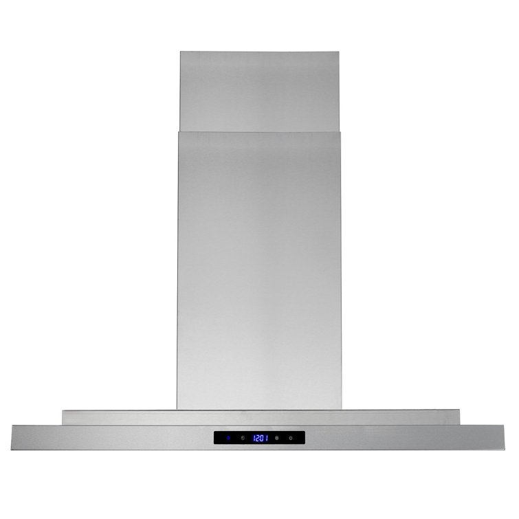 36-Inch Stainless Steel Convertible Island Range Hood with LED Lights