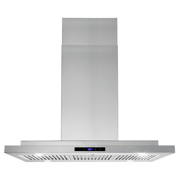 36-Inch Stainless Steel Convertible Island Range Hood with LED Lights