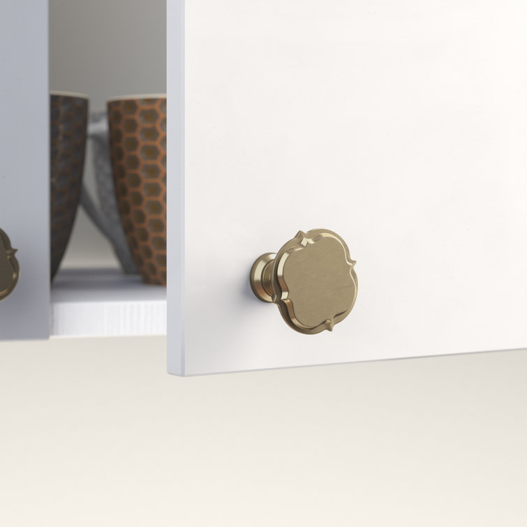 Golden Champagne Square Cabinet Knob with Mounting Hardware