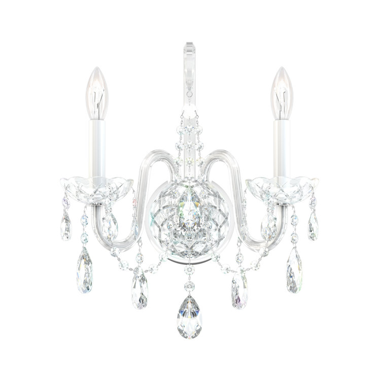 Arlington Dual-Light Polished Silver Crystal Sconce