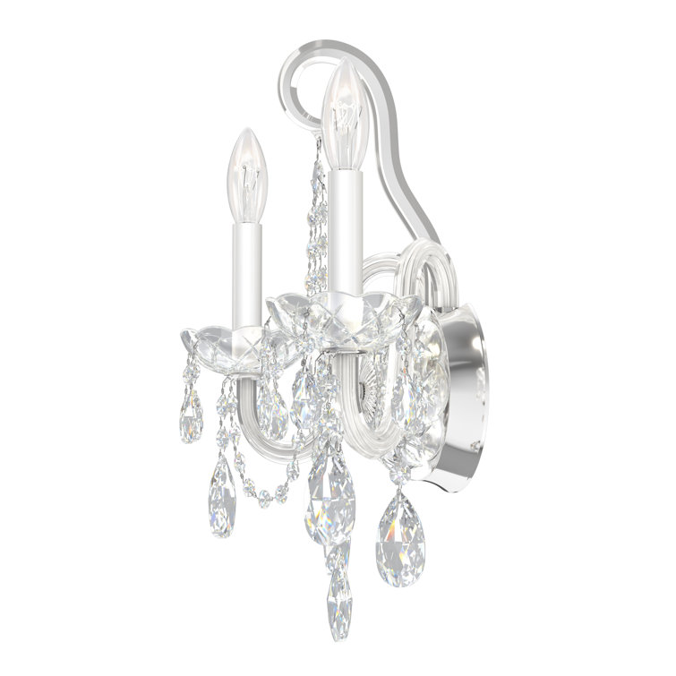 Arlington Dual-Light Polished Silver Crystal Sconce