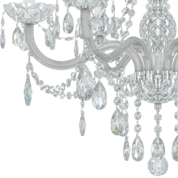 Elegant Polished Silver 6-Light Chandelier with Heritage Clear Crystal