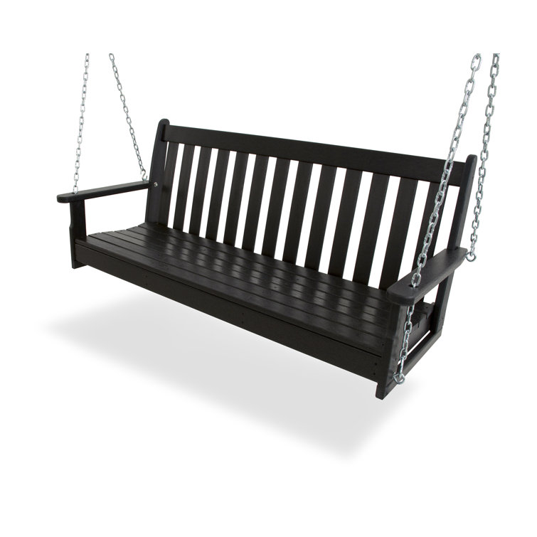 Vineyard 60.5" Black HDPE Outdoor Porch Swing