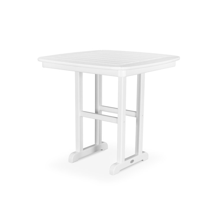 White 31'' Square Outdoor Dining Table with Umbrella Hole