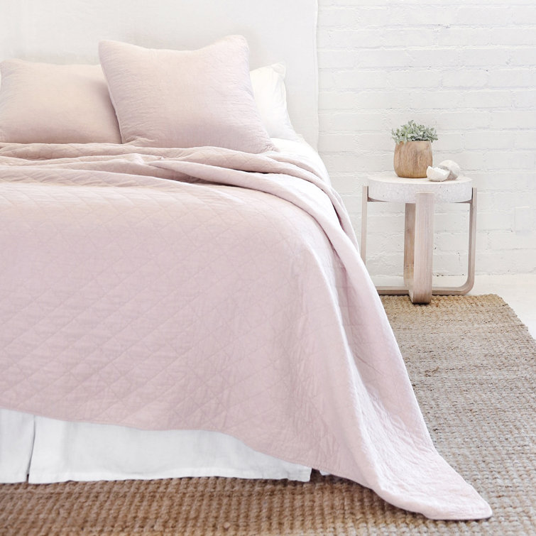 Huntington Dusty Blue Diamond Quilted Queen Cotton Coverlet