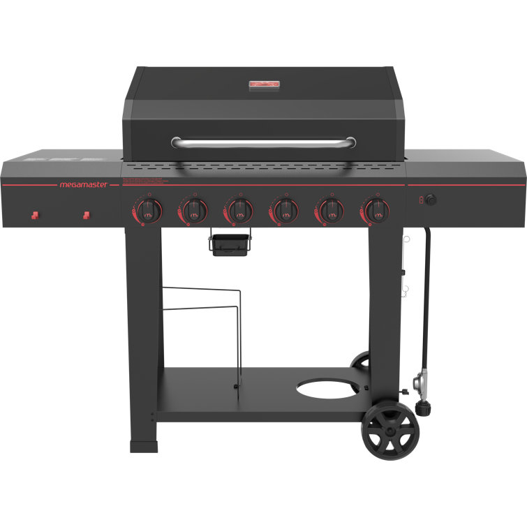 Megamaster 6-Burner Black Stainless Steel Propane Gas Grill